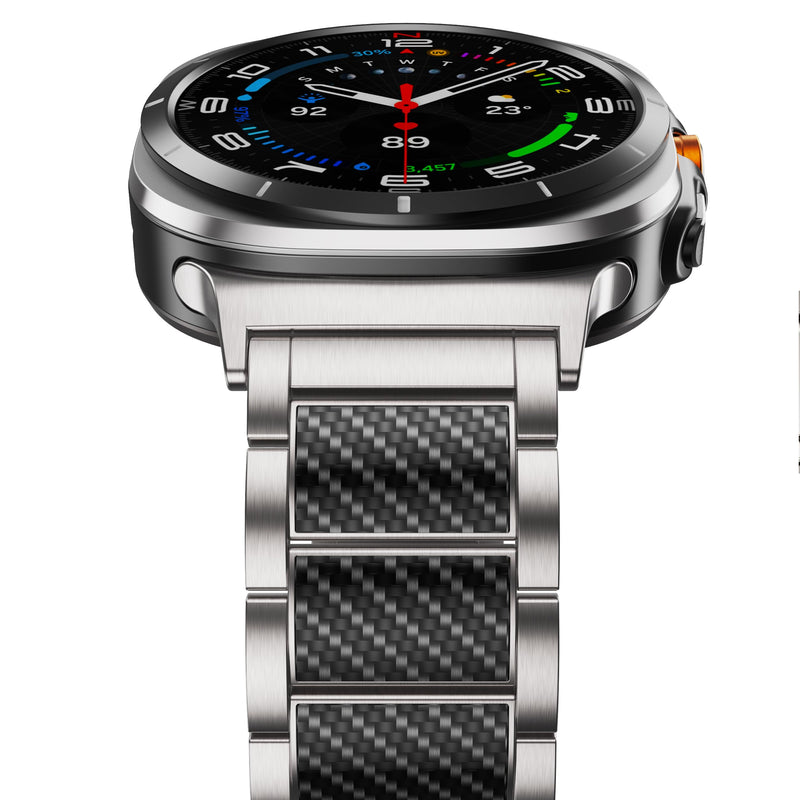 Titanium Band for Galaxy Watch Ultra 2/1 Band 47mm Men, Silver | Fit for Galaxy Watch Ultra 2/1 47mm Band, Carbon Fiber Titanium Metal Band Business Replacement Strap Carbon Fiber Silver