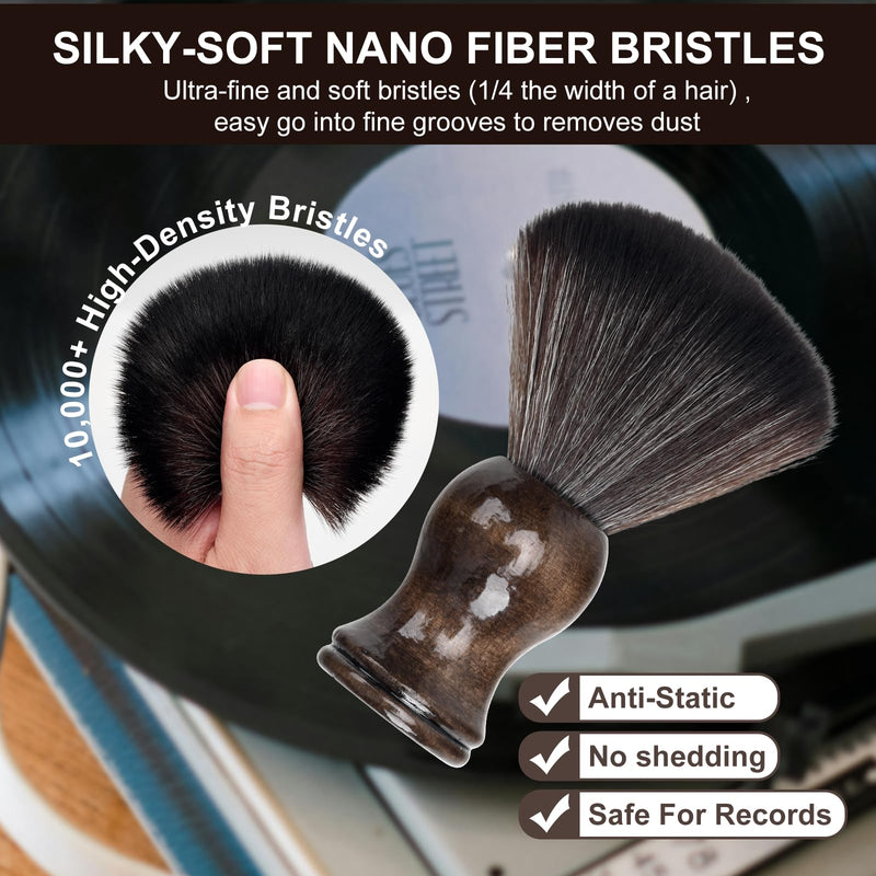 6-in-1 Vinyl Record Cleaning Kit | Vinyl Record Cleaner Kit – Includes 2in1 Velvet Microfiber Brush, Soft Antistatic Nano Fiber Brush, Cleaning Liquid, Duster & Stylus Brush, Storage Box, for Records 6PCS