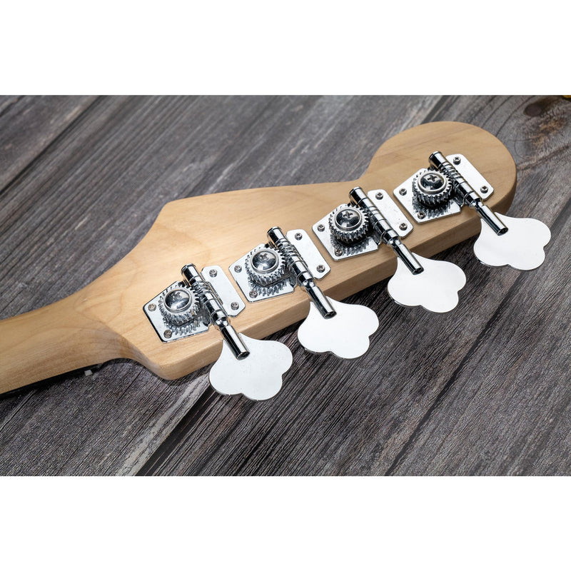 [AUSTRALIA] - Musiclily Basic 4-in-line 24:1 Ratio Open Gear Machine Heads Tuners Tuning Pegs Keys with Clover Button for Electric Bass, Chrome 4R Chrome 