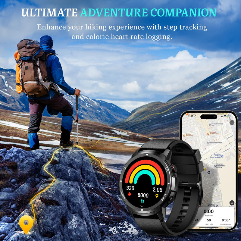 Smart Watch for Men- Bluetooth Call, 2025 Military Waterproof Fitness Sleep Tracker Watch with 110 Sports Modes, Smartwatch for Samsung Android iPhone iOS Compatible Black 1.39