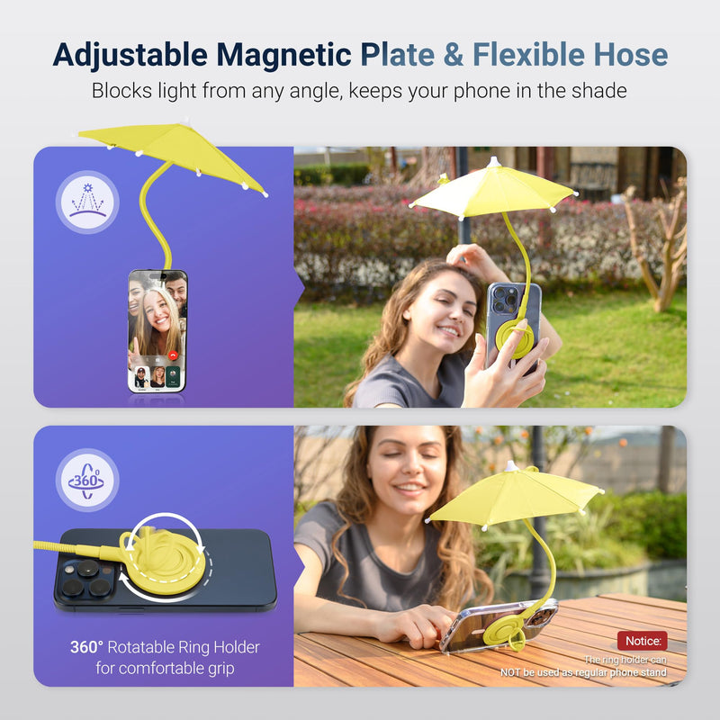Kiorafoto Cable Card + Phone Umbrella: USB Adapter Kit with Magnetic Cell Phone Umbrella for Sun