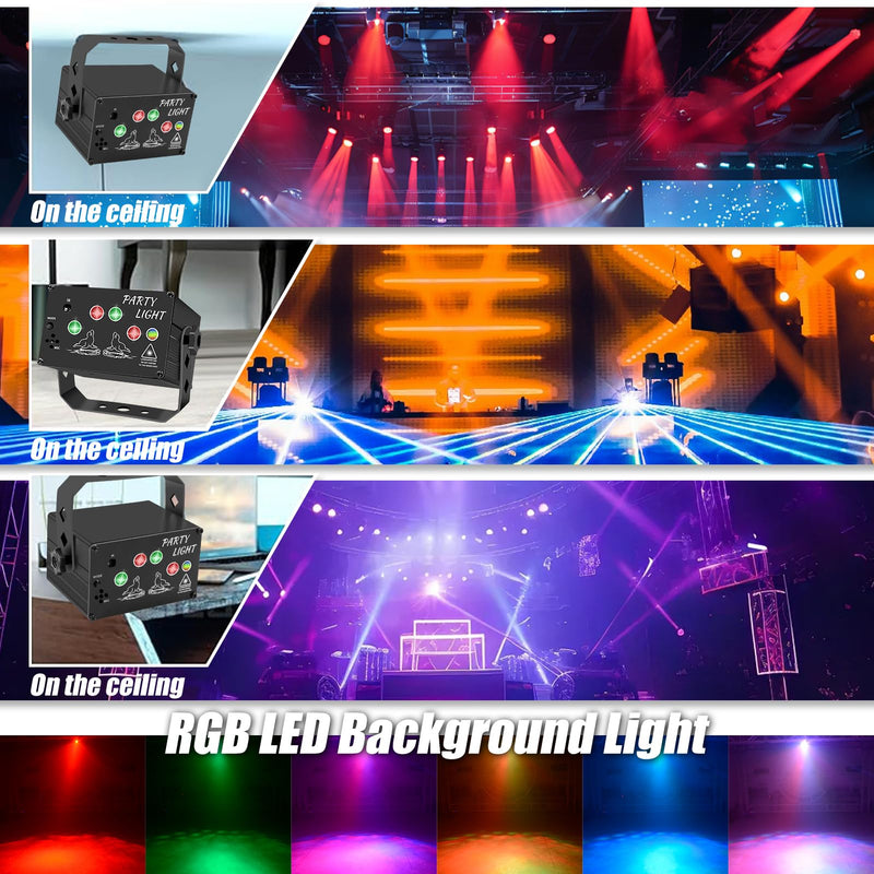 Mini USB-Powered Party Light 60-Patterns Stage Light with UV & RGB Backlight Remote Control for Indoor Events, Birthdays, Halloween, Karaoke, Club, and KTV, Matte Black