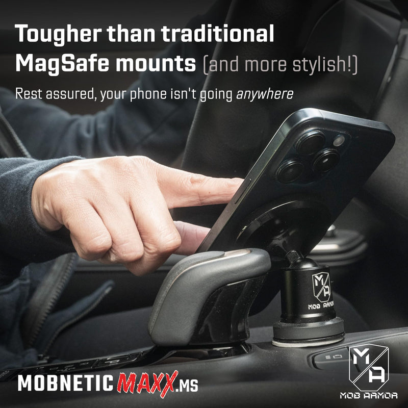 Mob Armor MobNetic Maxx MS MagSafe Phone Mount for Car, Black | Customized MagSafe Compatible, Personalized Mount, Heavy Duty Aluminum Metal, Works w/ iPhones & Androids