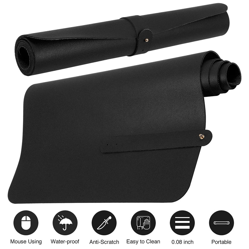 Leather Desk Mat,Desk Pad,Desktop mat,Waterproof Desk Mat for Desktop, Desk Mat for Keyboard and Mouse,Leather Mouse Pad Protector for Office and Home,30"x 14" Leather-black