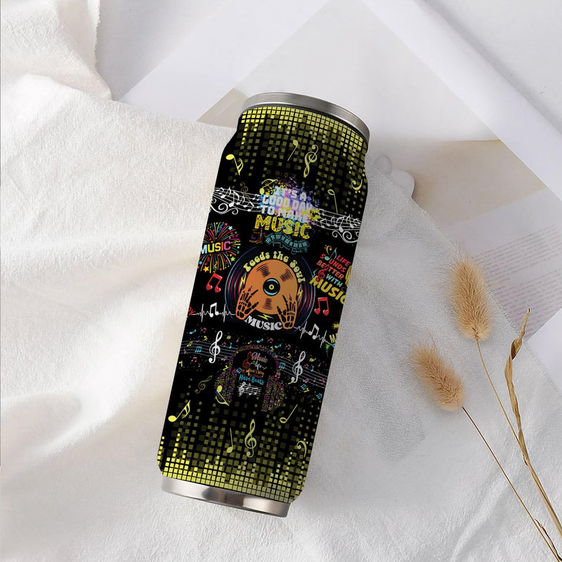 Music Notes Stainless Steel Insulated Tumbler With Straw Lid, Musical Lovers Gift For Musician As Music Themed Gifts 17 Oz 17 ounces