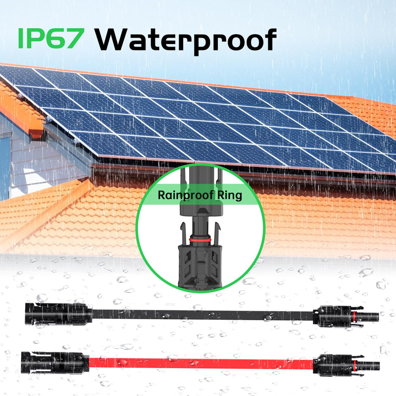 MXRPV Pack of 2 Solar Panel Flat Cable 4 mm², 100 cm Solar Cable Window Feed-Through Flexible PV Flat Cable for Balcony Power Station and Solar Power Station 100cm-2 Stück