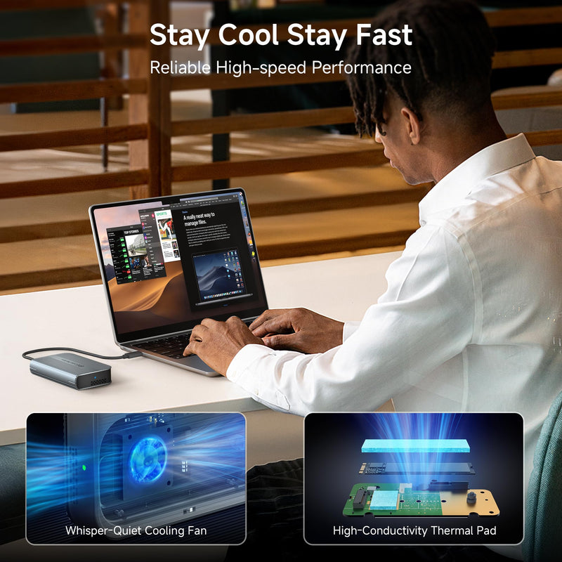 Cable Matters 40Gbps USB4 / Thunderbolt 4 SSD Enclosure for M.2 NVMe SSD | Portable, Tool-Free, up to: Read 3800MB/s, Write 3600MB/s, Intelligent Cooling, Thunderbolt 5 Compatible