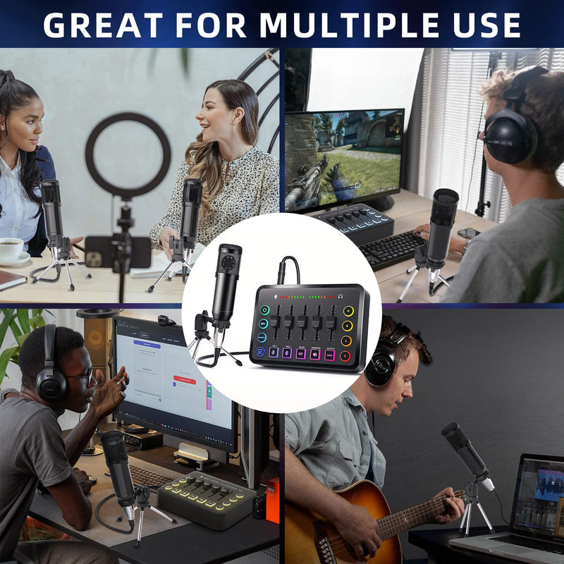 [AUSTRALIA] - Podcast Equipment Bundle Includes Audio Mixer and BM800 Microphone, Ideal for Video Production, Live Streaming, Gaming voiceovers. Compatible with Various Operating Systems and Software 