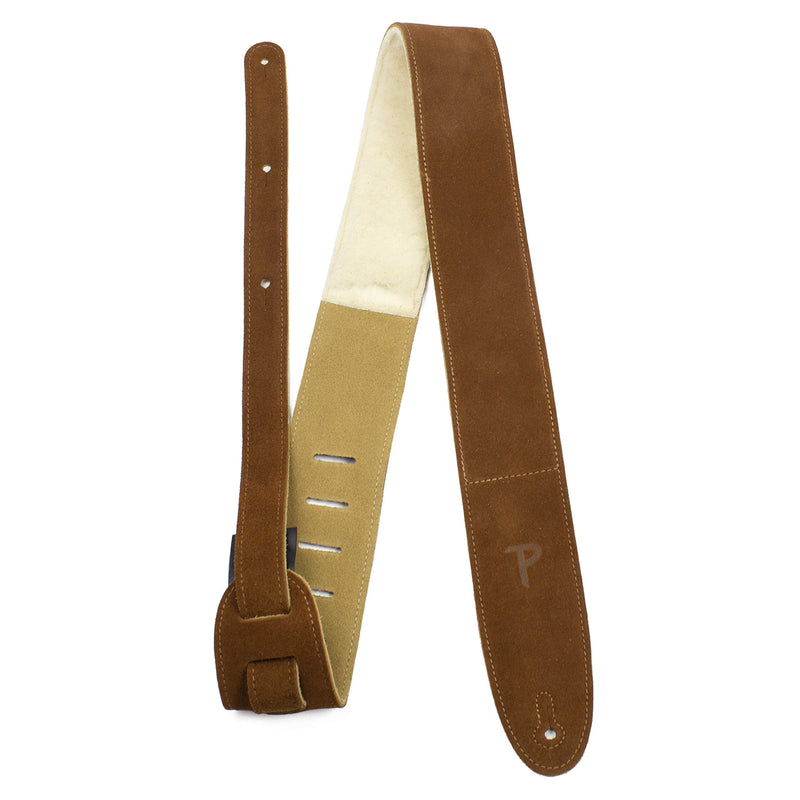 Perri's Leathers Suede Guitar Strap with Sheepskin Pad, Anti-Slip, Adjustable 41"–56", Compatible with All Guitars Natural