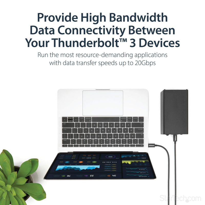 StarTech 6.6ft/2m Passive Thunderbolt 3 Cable 20Gbps, 4K60, 100W, Certified | USB-C to USB-C, Intel Thunderbolt Certified, Compatible with USB4, DP Alt Mode, Video, Type-C, 4K 60Hz UHD, Black 6ft 20Gbps | Black