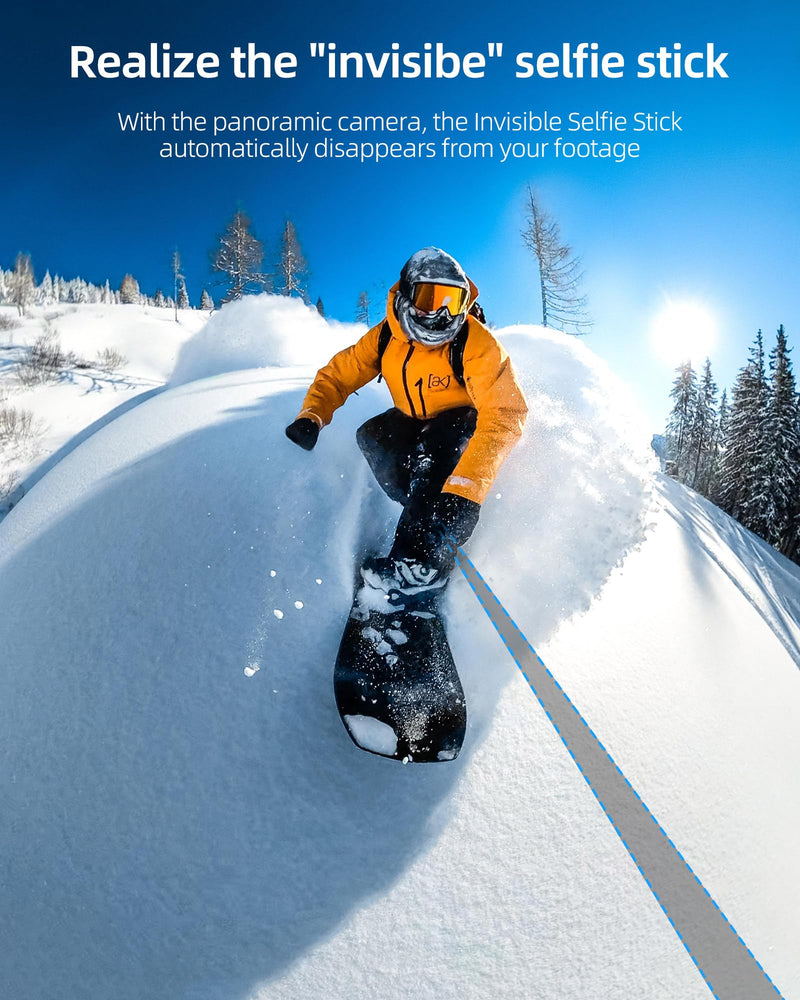 60"/1.5m Invisible Selfie Stick Carbon Fiber, 5ft Extended Long Pole Compatible with Insta360 X4 X3 ONE X2, ONE R, ONE X, ONE GO 3S 3 2 Action 360 Camera (14.2 to 60")