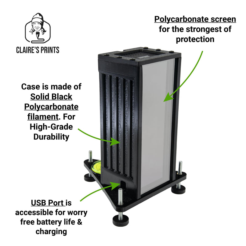 Durable Protective Case for Square Golf Launch Monitor – 100% Polycarbonate Shell, Oversized Bubble Level, Precision-Fit Impact-Resistant Case with Limited Replacement Warranty