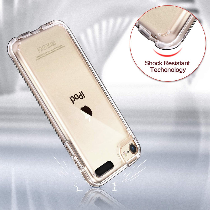 IDWELL iPod Touch 7 Case Clear, Touch 6 Touch 5 Case with 2 Screen Protectors, Clear Slim Soft TPU Bumper Hard Cover for iPod Touch 5/6/7th Generation (Latest Model,2019 Released), HD Clear