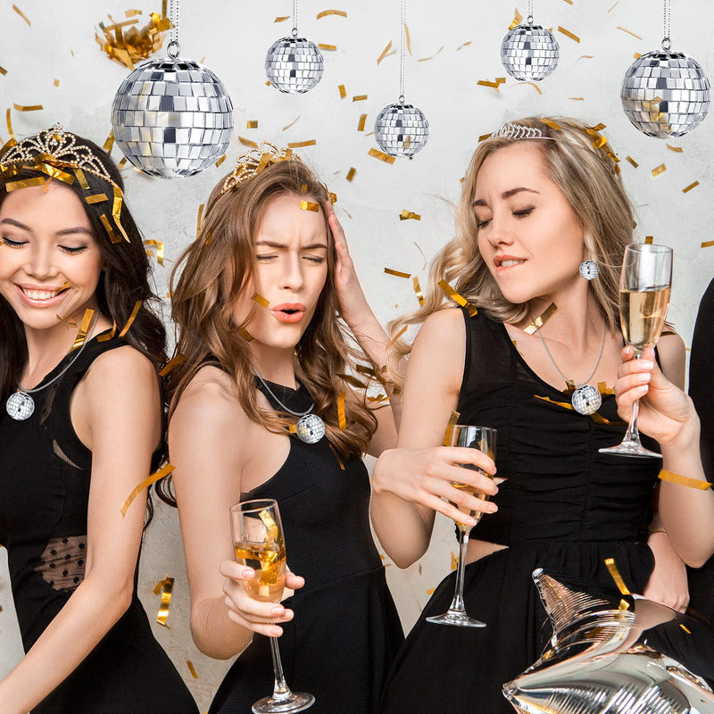 [AUSTRALIA] - MTLEE 20 Pcs Mini Disco Ball Decoration Ornaments Hanging Mirror Disco Ball with Rope Cake Topper Different Size 70s Disco Themed Party Wedding Supplies(2.4 Inch, 2 Inch, 1.6 Inch, 1.2 Inch) 2.4 Inch, 2 Inch, 1.6 Inch, 1.2 Inch 