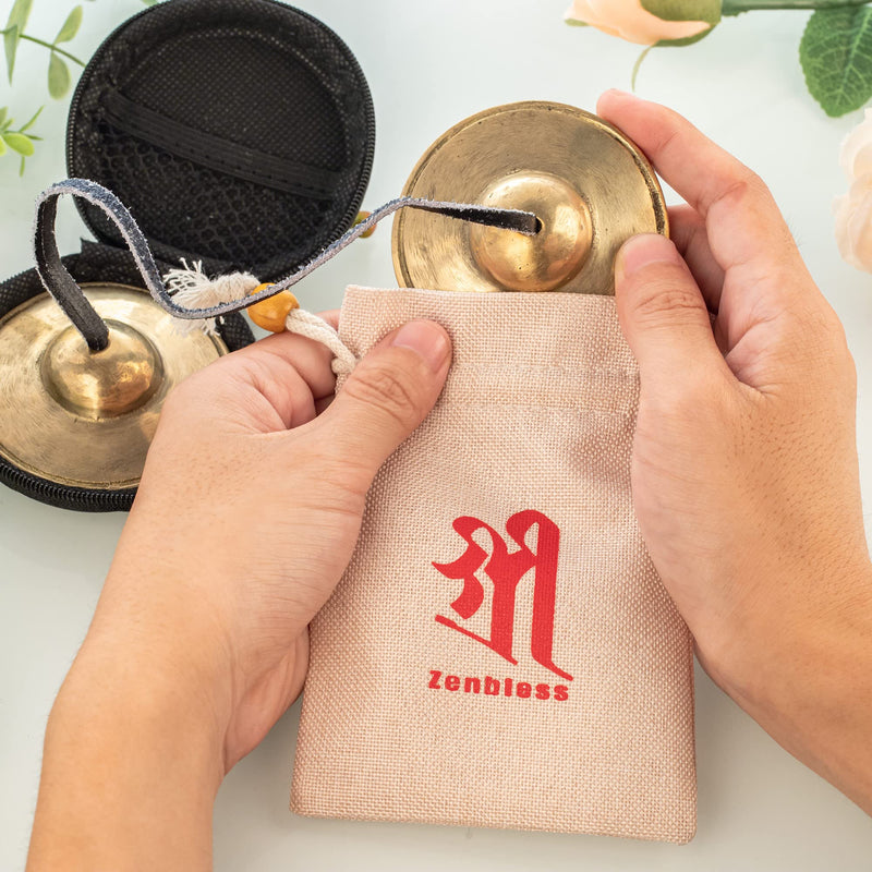 ZenBless Tibetan Tingsha Cymbals, with Storage Box and Fabric Case, Meditation Brass Chime Bells, Low and Mellow Voice for Spiritual Healing Mindfulness, Yoga Buddhist, Relaxation Musical Instruments Small-2.6 in(6.6cm)