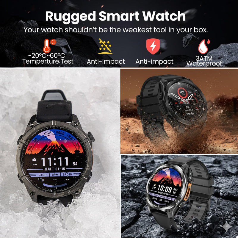 Military Smart Watches for Men, 1.43" AMOLED Fitness Watch with Compass | 24/7 Heart Rate, SpO2 Monitor, Sleep Tracker, Answer/Make Calls, 100+ Sport Modes, Smart Watches for Android iOS