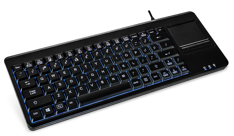 Perixx PERIBOARD-315H, Wired USB Backlit Keyboard with Touchpad and 2 USB Ports, Black (10917)