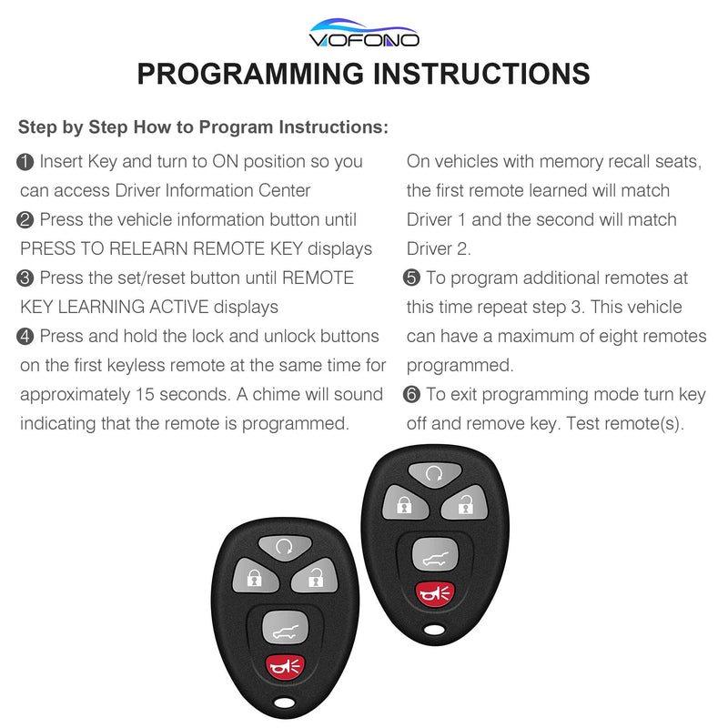 Key Fob, Keyless Entry Remote Start Control Replacement Fits for GMC Acadia 2007-2016 Yukon XL/Chevy Suburban Tahoe Traverse/Cadillac Escalade SRX/Buick Enclave FCC ID: OUC60270, OUC60221, 15913415 5-BTN