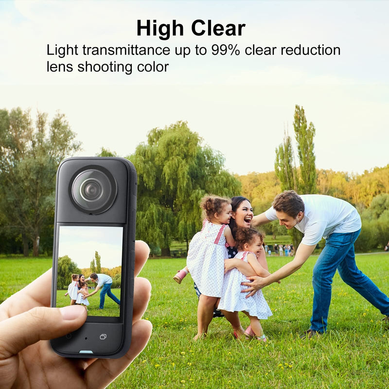 PULUZ Compatible for Insta360 X3 Sticky Lens Guards PC Protective Cover Cap for Insta 360 X3 Waterproof 360 Action Camera Accessories Insta360 X3 PC