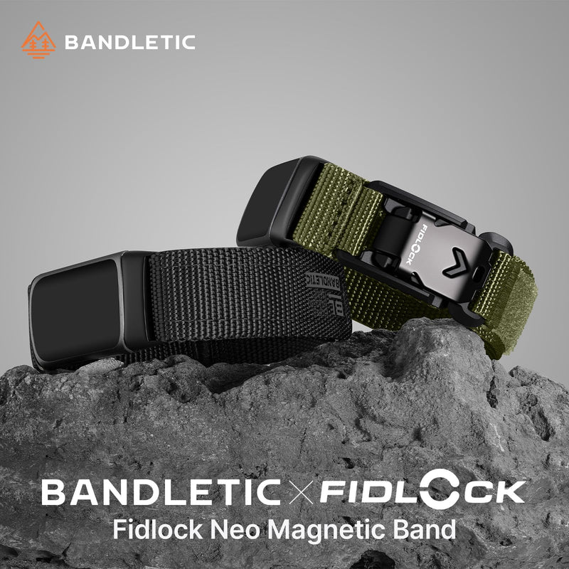 Bandletic Fidlock Magnetic Watch Band Compatible with Fitbit Charge 6/5 | Fidlock Magnetic Buckle Snaps On/Off in One Second, Skin-friendly All-day Wear at Work or Gym, for Charge 6/5 Fitness Tracker Black Large(7.1"-8.5")