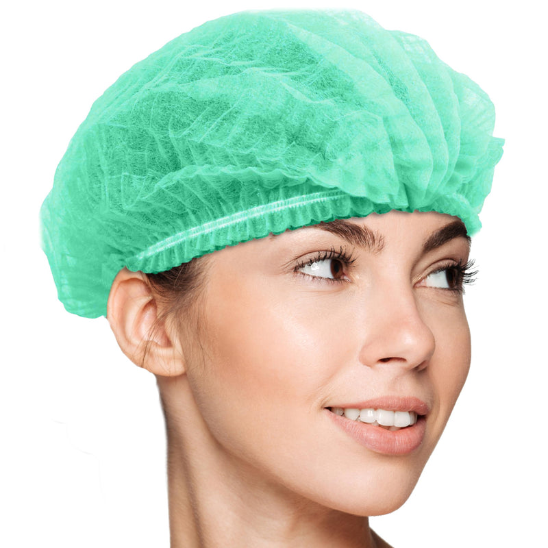 100 x simply direct Green Disposable Hair Net/Mob Caps in a Resealable Bag