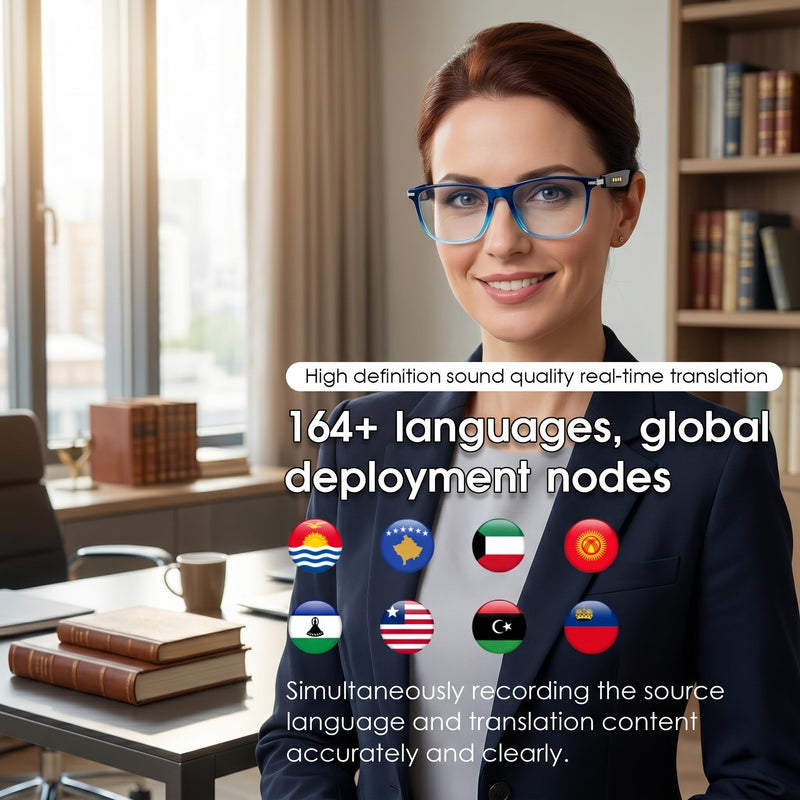 AI Smart Glasses for Men & Women, Bluetooth Smart Glasses with 165+ Languages, Photochromic Lenses, AI Assistant, Touch Control & IPX5 Water-Resistant for Travel & Work(Blue) Blue-AI