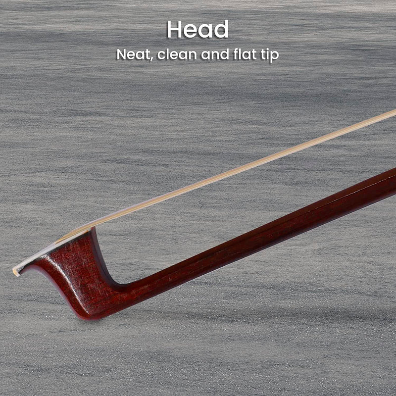 ADM 4/4 Full Size Student Violin Bow, Well Balanced Handmade Brazilwood Bow with Horsehair, Ebony Frog with Pearl Eye and Pearl Slide, Brown 4/4 Size