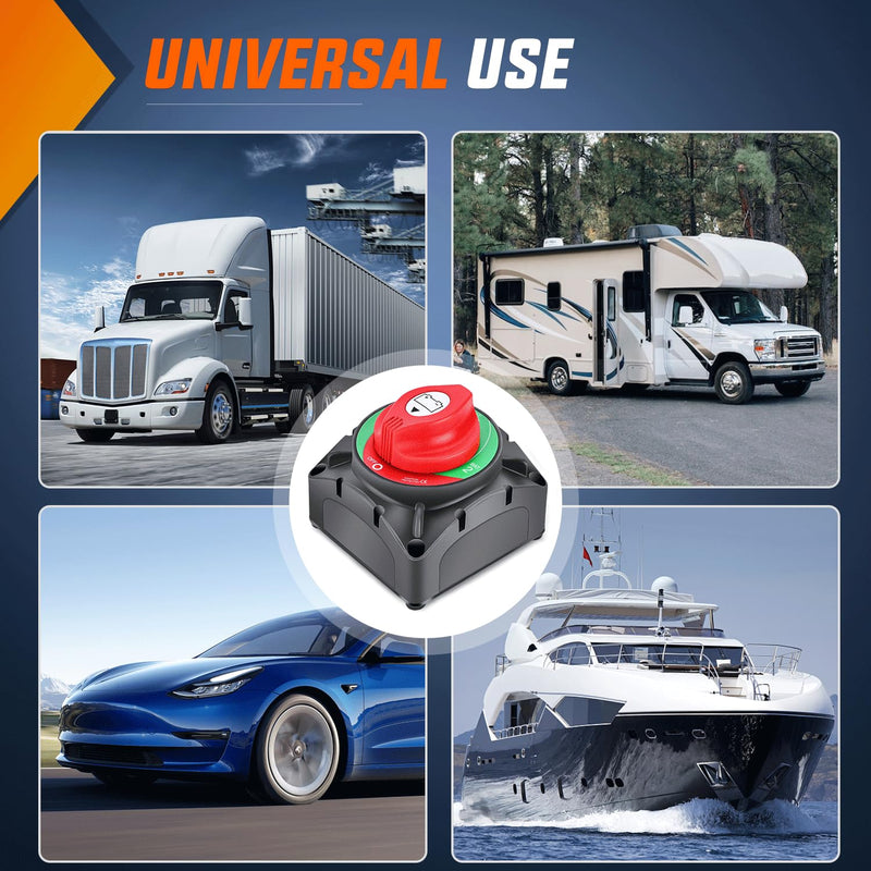 [AUSTRALIA] - Nilight Battery Switch 1-2-Both-Off 12V 24V 48V 600A High Current Heavy Duty Battery Power Cut Master Switch Disconnect Isolator for Truck Vehicle Trailer RV Marine Boat Yacht 1-2-Both-Off Switch 600A 