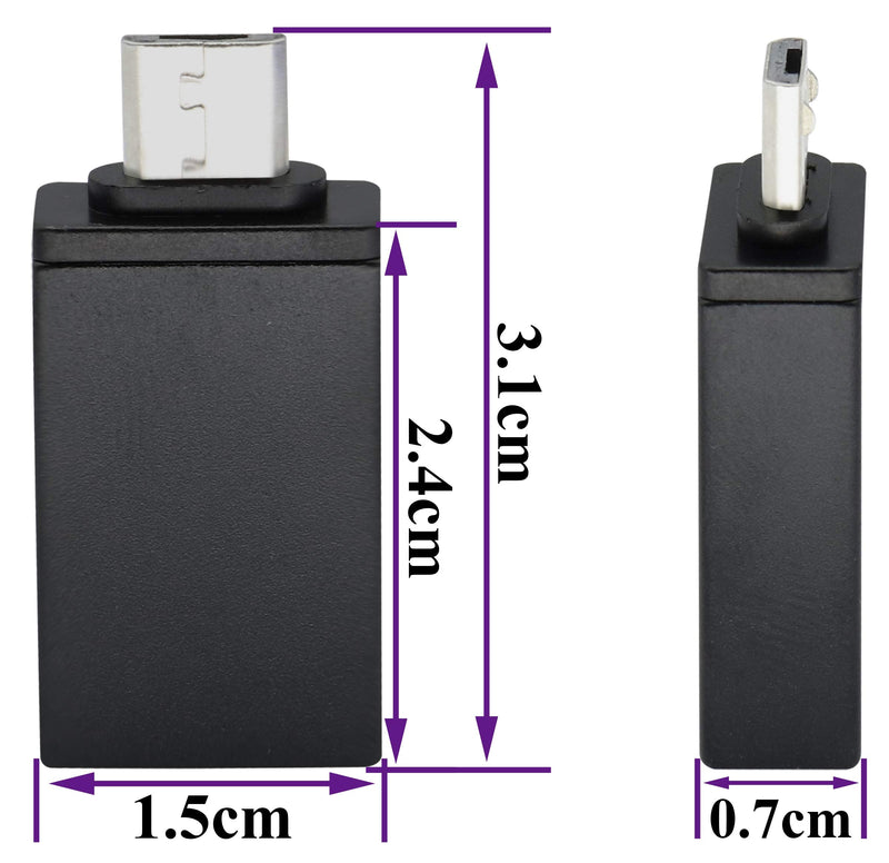 AAOTOKK OTG Micro to USB Adapter, Aluminum Alloy Micro USB Male to USB 2.0 A Female OTG (On The Go) Adapter for Android Smartphone Tablets More USB and Micro Devices (2 Pack-Black) Black