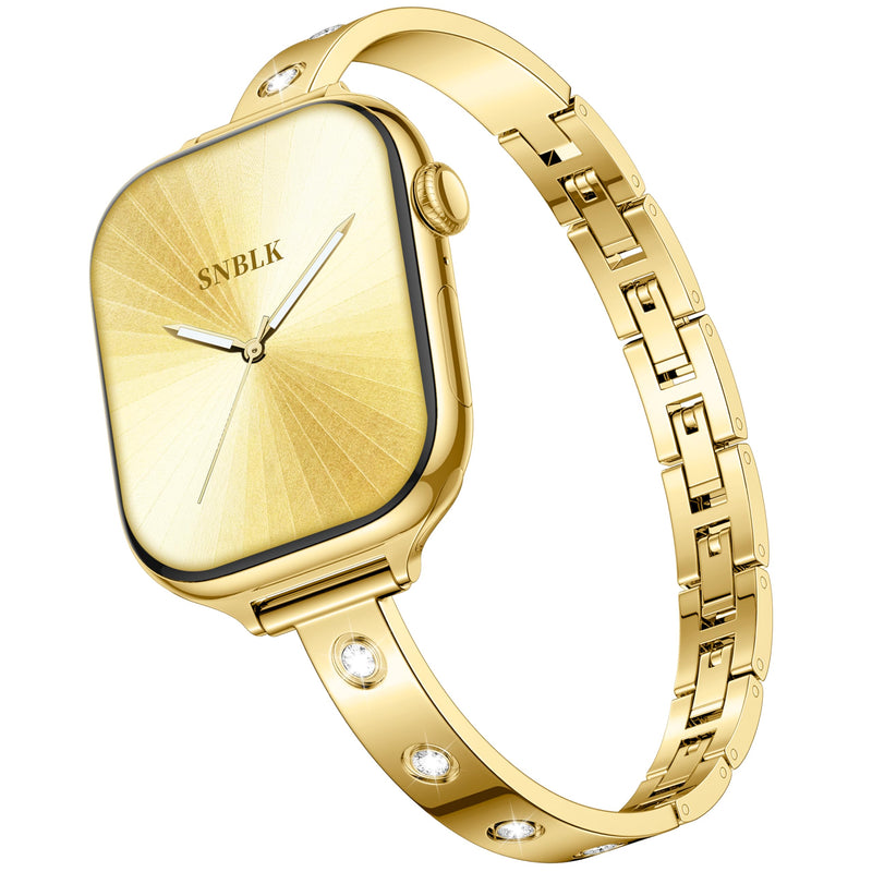 SNBLK 2 Pack Dressy Metal Bands Compatible with Apple Watch Bands for Women 40mm 42mm 41mm 38mm 44mm 46mm 45mm 49mm
