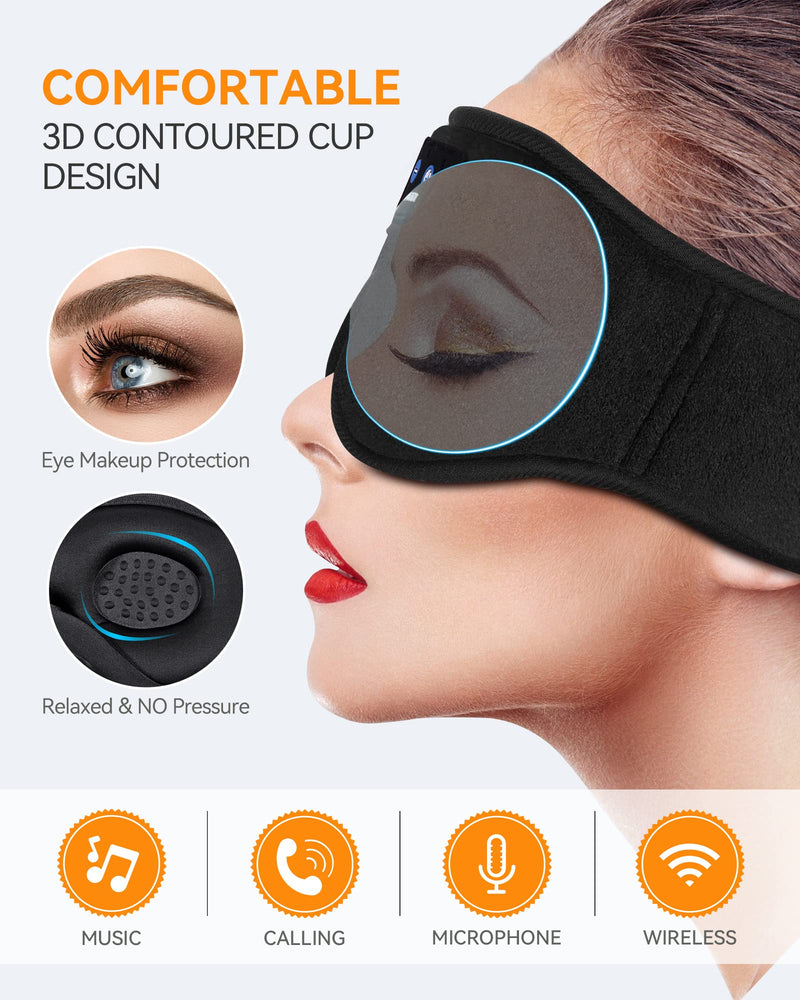 MUSICOZY 3D Sleep Headphones Bluetooth Sleeping Eye Mask & Bluetooth 5.4 Module Kit with Speakers and Charging Cable