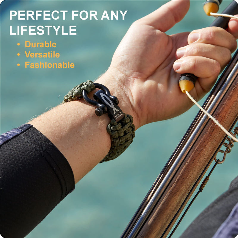 Savior Survival Gear Paracord Watch Band,Compatible with Apple Watch Band 49mm 46mm 45mm 44mm 42mm,iWatch Band Series Ultra 10 9 8 7 6 5 4 3 2 1 SE, Adjustable strap for men ( Black-Gray-Orange,Large) Black- Gray - Orange w/ Black Clasp Large