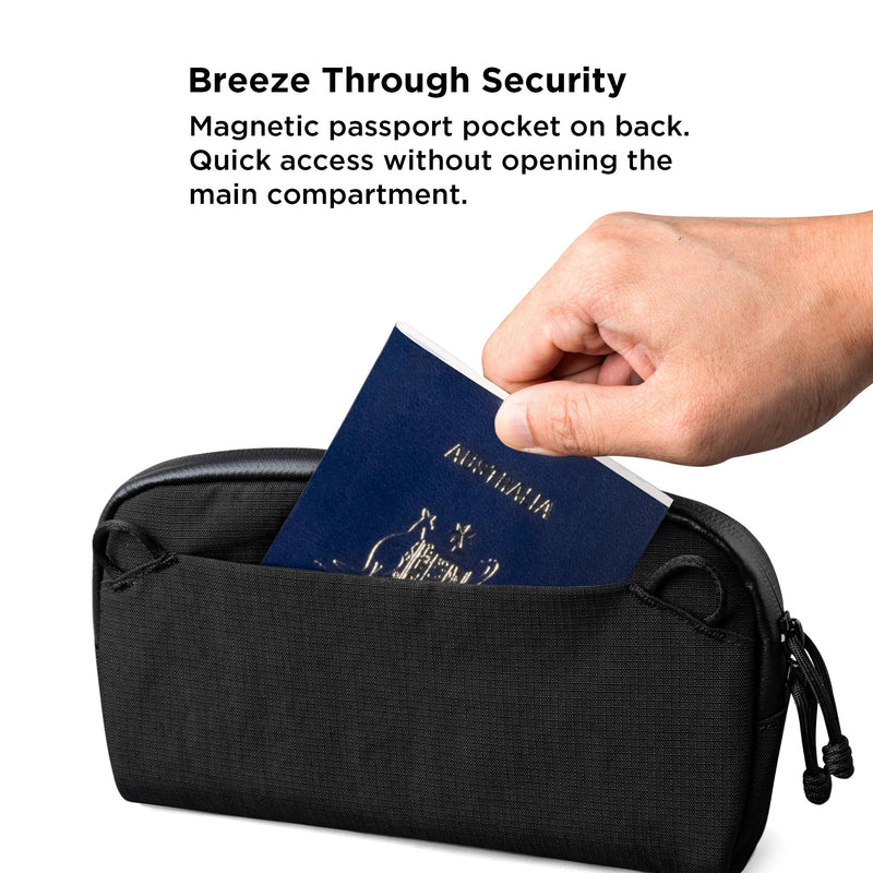 ALPAKA Flight Pouch Pro Small Crossbody Phone Bag Black 0.7L | RFID Blocking Card Slots, Passport Holder, Travel Phone Pouch, Detachable Shoulder Strap, Weatherproof Fabric Axoflux 400D Black-0.7l