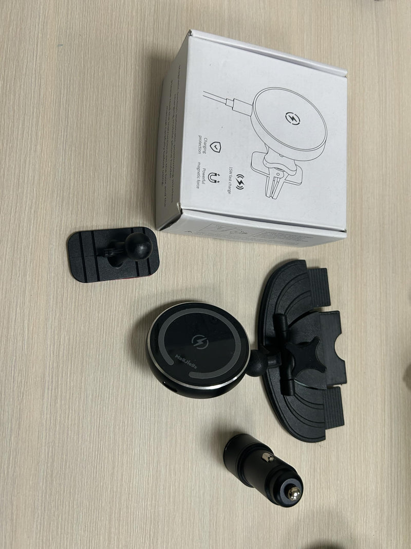 MAGJIEYX CD Slot Magnetic Wireless Car Mount Charger for iPhone 17 16-12, 3X Stable on Bumpy Roads, 99% Car/Truck-Approved, Charging Holder with 3M Dash Sticker, No Air Vent Block (38W Adapter)