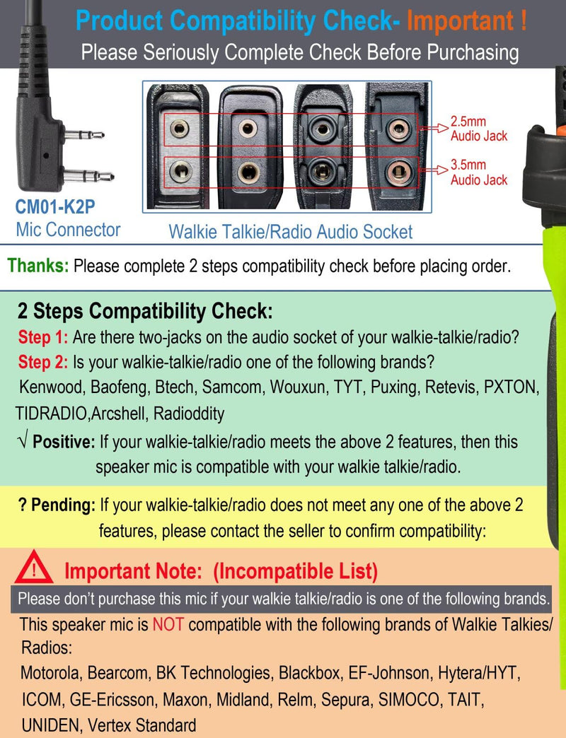 [AUSTRALIA] - commountain Heavy Speaker Mic Compatible for Baofeng Radios BF-F8HP UV-82HP UV-5R UV82 UV82C UV5R5 UV5RA UV5RE UV5X3 and Kenwood BTECH Retevis Samcom Radios, Walkie Talkie Microphone Black 