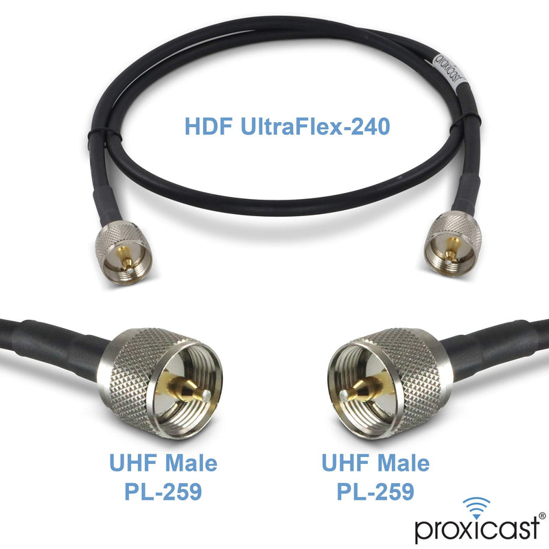 Proxicast 3 ft Ultra Flexible PL259 Male - PL259 Male Low Loss Coax Cable Jumper Assembly for CB/UHF/VHF/Shortwave/HAM/Amateur Radio Equipment and Antennas - 50 Ohm (ANT-141-033-03)