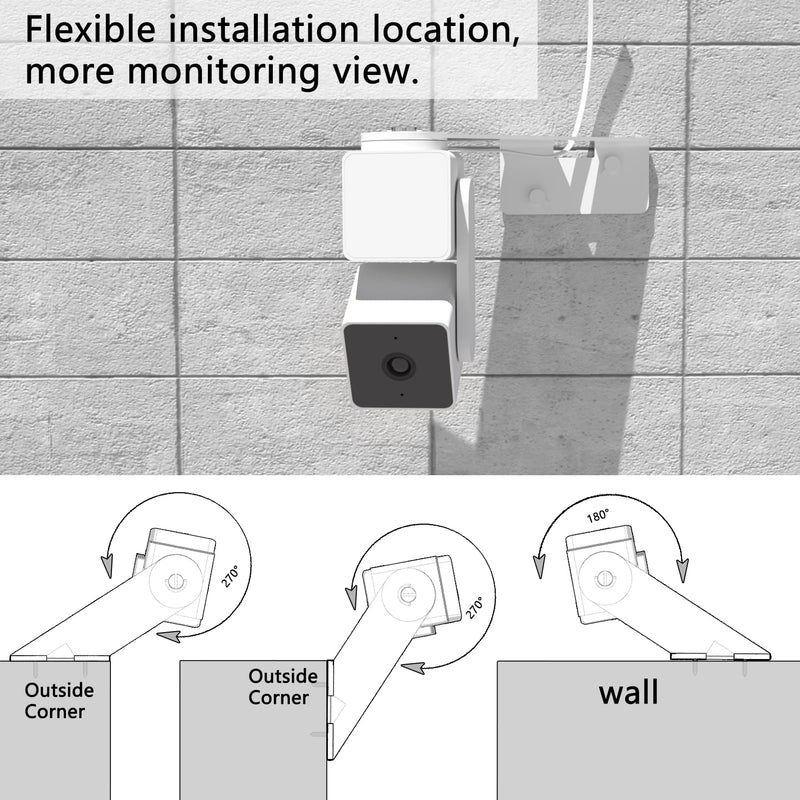 Outside Corner Wall Mount Bracket for Wyze Cam Pan V3 (NOT Included Camera), Make Cam Pan V3 Cover Both Sides of The House 270 Degrees, Maximizing Coverage Reduce Blind Spots (Pack of 2, White) Pack of 2 (NOT Included Camera)