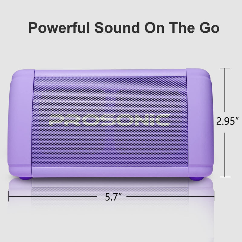 Prosonic BT3 Portable Wireless Bluetooth Speaker with 10W Stereo Sound & Bass Boost -Rich Sound & Intense Bass -Bluetooth 5.0 -Microphone -IPX5 - in & Outdoor Speaker (Purple) Purple