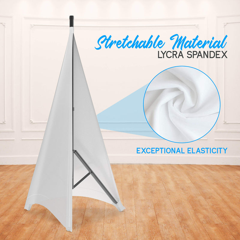 Universal Tripod Scrim-Double Sided DJ Speaker/Light Skirt Cover w/Velcro Straps, Bag, Made from Stretchable Lycra Spandex, Fit Stands Up to 75” x 43 PSCRIMW2 (White) White 2-Sided