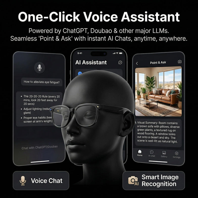 AI Smart Glasses 1080P Camera Translator Bluetooth Photochromic Lens | Record crisp 1080P HD first-person POV video anytime M02