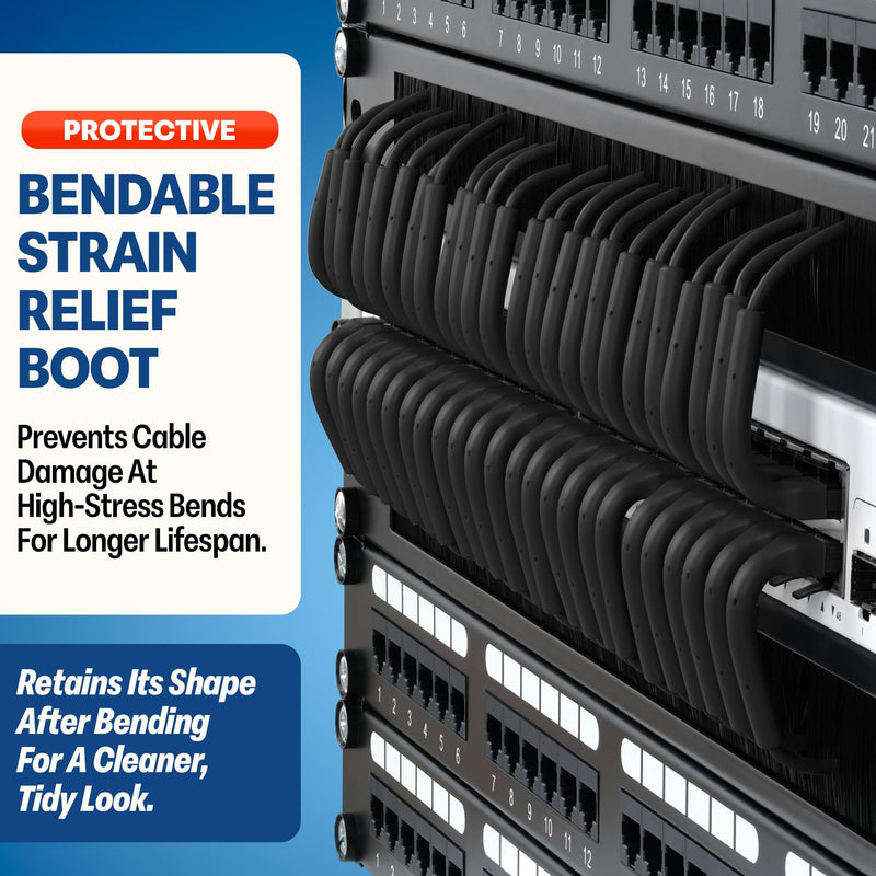 Everest Ultra Slim Cat6a Ethernet Patch Cables 3ft (24-Pack) Black | Bendable, Thin and Flexible 24-Pack