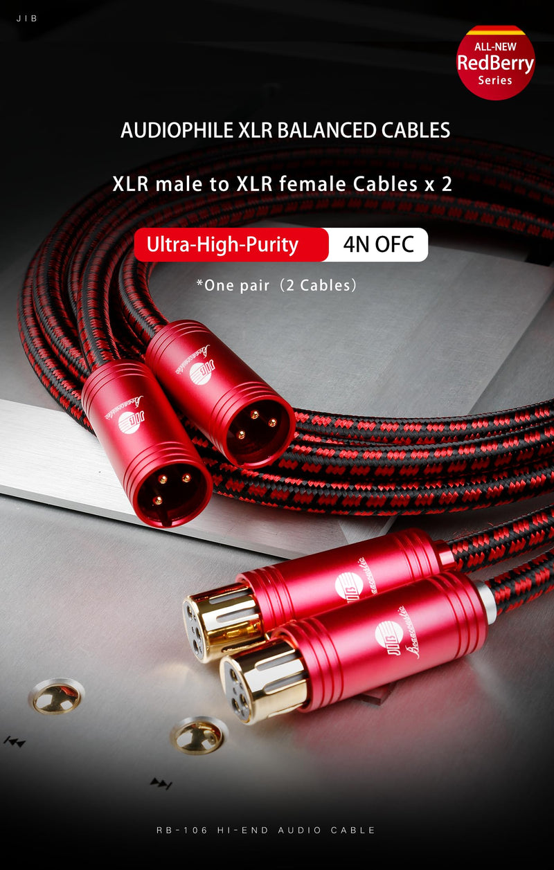 XLR Balanced Audio Cable,Ultra High Purity Oxygen Free Copper Multi - Stranded Conductor, Robust Dual Shielding (Aluminum Foil + Copper Braiding), 24K Gold - Plated Connectors for HiFi Systems 9.84ft 9.84ft/3m
