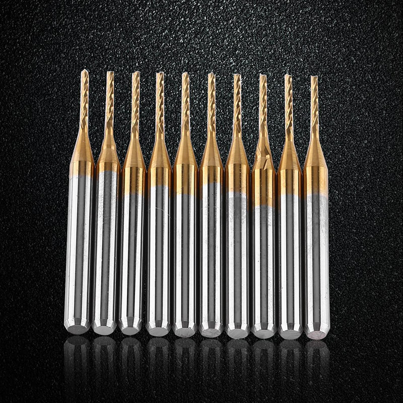 End Mill 1 mm, 10 Pieces Metal Cutter Engraving Bits Milling Tool Tungsten Carbide Cutter Drill Bit Set for Plastics Stainless Steel Copper