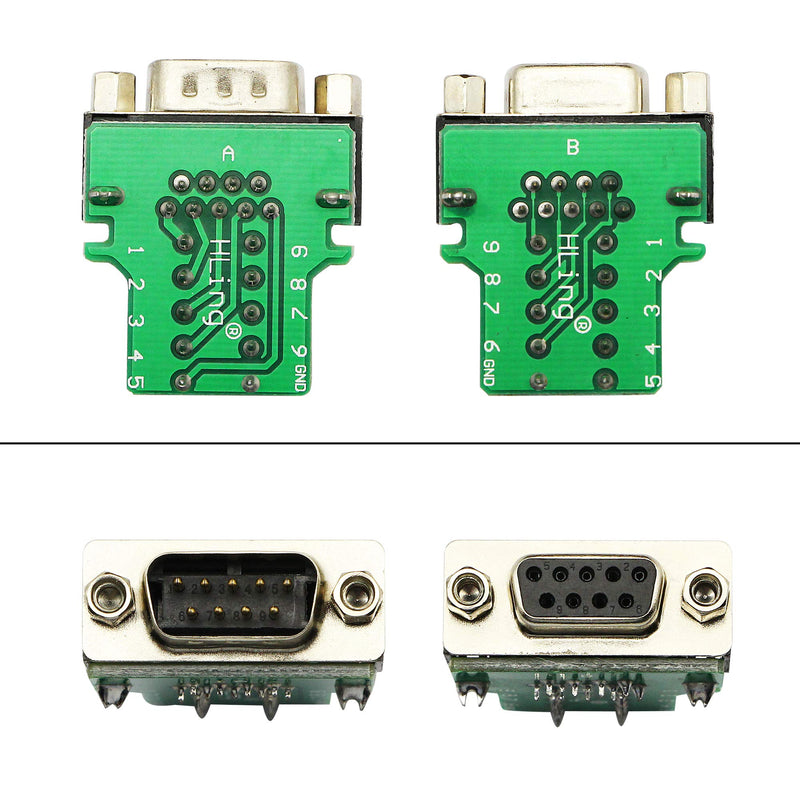 SinLoon DB9 Connector Adapter RS232 Serial Port D-SUB Adapter Plate Breakout Board Solder-Free (1-Pair Male+Female with Screwdriver ，Black Rubber Core)