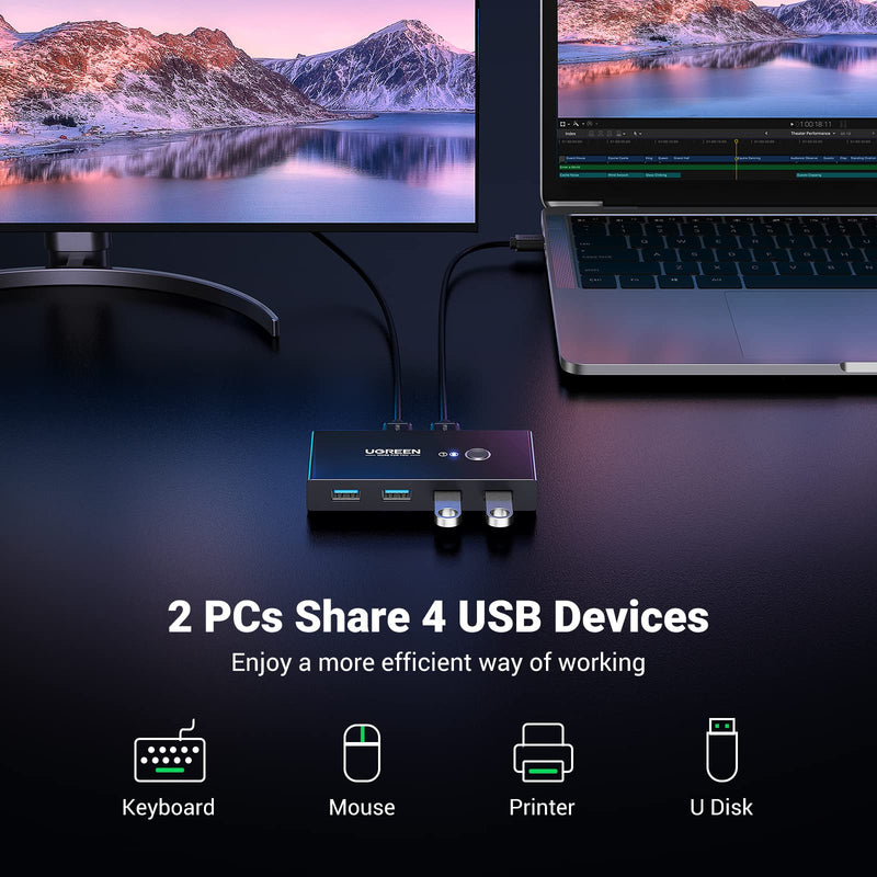 UGREEN 4-Port USB 3.0 Hub with USB C to USB A Adapter, 5Gbps Data Transfer, Plug and Play, Compatible with Laptop, Smartphone, Tablet, External Hard Drive