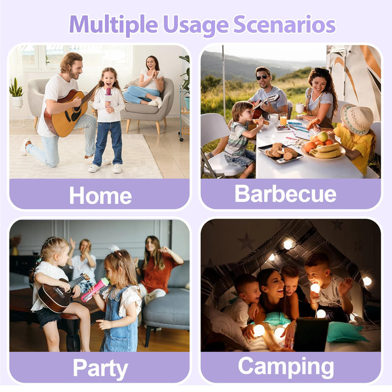 Mini Karaoke Machine for Kids, Birthday Easter Gifts Toys for Girls Boys Ages 3-12+, Portable Bluetooth Speaker with Upgraded 2 Wireless Microphones, Toddler Toys for Singing Home Party Family, Purple