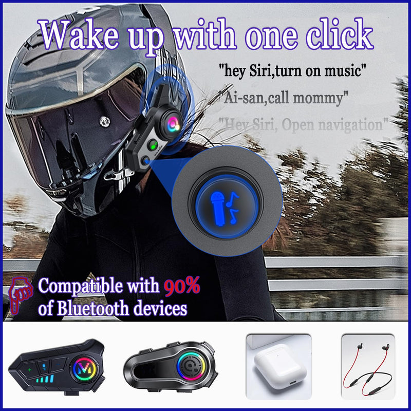 Q18 Motorcycle Bluetooth Intercom 1000m 2 Riders, 1 Pack | 2 Riders 1000m Motorcycle Intercom, Music Sharing, HiFi Stereo Sound, CVC Noise Reduction, Automatic Response Q18-1Pack
