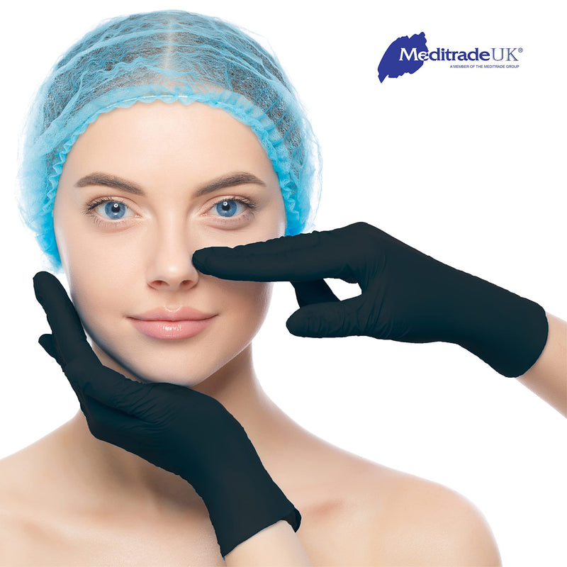 Meditrade Nitril® Disposable Gloves Black - Powder-Free, Latex-Free, Micro-roughened, Food Safe, Examination Gloves & Protective Gloves - Medium