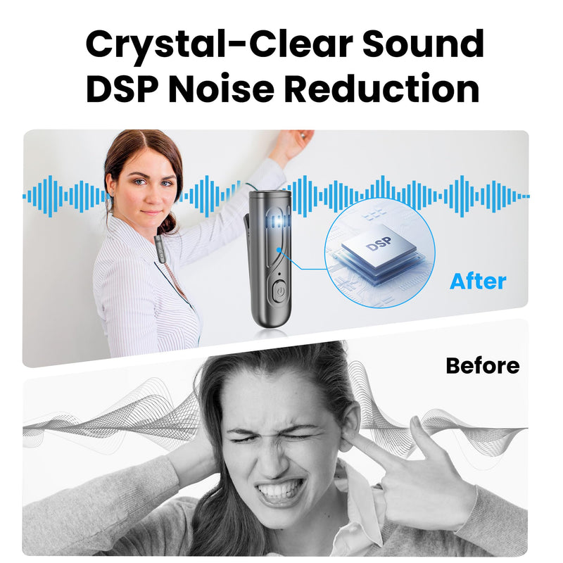 [AUSTRALIA] - Voice Amplifier Wireless Microphone with Bluetooth Lavalier, Portable Microphone and Speaker for Teachers, Mini Rechargeable Amplifier, Ideal for Classroom, Meetings, Yoga, Speeches, and Tour Guides Carbon Black 
