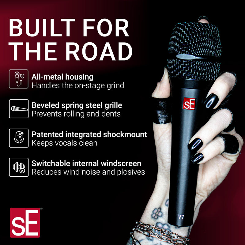 SE ELECTRONICS V7 Dynamic Microphone for Singing, Speech & Studio Recording - XLR Handheld Professional Microphone with Supercardioid Aluminum Voice Coil for Huge Gain Before Feedback - Grey V7 - Gray